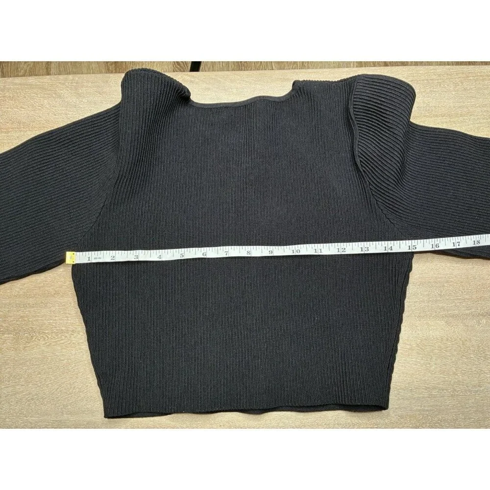 Aritzia Babaton Sculpt Knit Crew Cropped Longsleeve Black Size Large